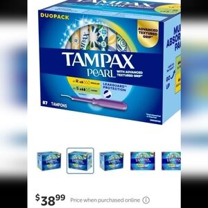 Tampax Pearl Tampons, Duopack, 87 Count RETAIL $38